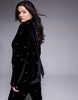 ASOS LUXE Curve pearl embellished velvet blazer in black - part of a set