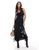 ASOS DESIGN layered wrap over chiffon midi dress in smoke print