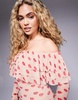 AFRM Dahlia off the shoulder maxi dress with ruffle detail in almond kiss print