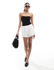 Bershka shirred frill hem bandeau top in black