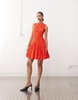 Amy Lynn cutwork lace mini dress in red