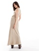 ASOS DESIGN supersoft vest boucle midi dress in oat