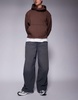 ASOS DESIGN super baggy cord pants in washed charcoal