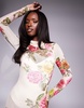 AFRM Rowan high neck mesh maxi dress in falling rose print