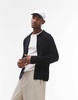 ARKET knit cardigan with button front and polo collar in navy