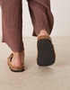 ASOS DESIGN Wide Fit Funky beaded double strap flat mules in amber