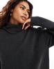 Weekday Annie wool blend roll neck knit mini dress in black melange - Exclusive to ASOS