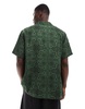 ASOS DESIGN relaxed revere shirt with tile print in green