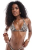 Bershka triangle bikini top in beige zebra print - part of a set