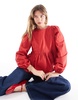 ASOS DESIGN poplin tie side smock blouse in red