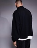 ASOS DESIGN heavyweight oversized dropped shoulder boxy sweatshirt with half zip in black rib