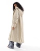 ASOS DESIGN clean longline puffer coat with hood in ice gray
