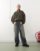 Weekday Carro half zip teddy sweatshirt in khaki