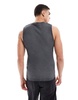 ASOS DESIGN muscle fit tank top in ribbed charcoal oil wash