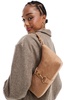 ASOS DESIGN faux suede dog clip shoulder bag in tan