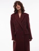 ARKET wool blend double breasted maxi coat in dark burgundy