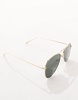 AIRE alpha metal aviator sunglasses in gold with green lenses