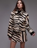 Mango pony hair jacket in zebra print - part of a set