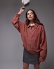 Topshop corduroy zip up jacket in chutney