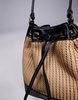 ASOS DESIGN straw bucket shoulder bag with contrast stitching in black