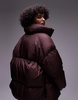 Arket down puffer long line jacket in burgundy