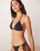 Stradivarius charm detail bikini top in black