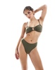 4th & Reckless ring cutout detail multiway bikini top in khaki - part of a set