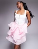 ASOS LUXE textured organza rara skirt with bow in light pink