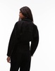 ASOS DESIGN denim 80's cinch moto jacket with hardware in black