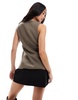ASOS DESIGN knitted structured vest with contrast buttons in mocha