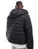 Bershka lightweight hooded puffer in black