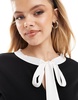 Miss Selfridge scuba crepe contrast bow dropped waist mini dress