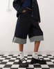 COLLUSION denim turn up culotte in rinse wash