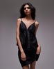 Topshop floral jacquard babydoll top in black