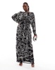 ASOS DESIGN Curve long sleeve allover fringe embellished maxi dress in black