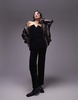 Topshop velvet bustier open back bandeau top in black