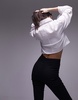 Topshop ruched sleeve poplin crop shirt in white
