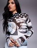 AFRM Shailene mock neck midi length dress with detachable lining in mono pop art