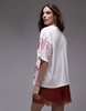 Topshop premium oversized embroidered vacation tee in white