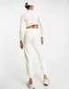 ASOS DESIGN Hourglass tracksuit with ribbed funnel neck jacket and sweatpants in biscuit