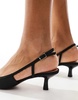 ASOS DESIGN Wide Fit Strut slingback kitten heeled shoes in black