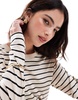 Monki oversize long sleeve top in mono stripe
