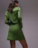 Topshop bias cut crepe mini skirt in olive green