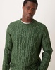 ASOS DESIGN heavyweight cable knit crew neck sweater in dark green
