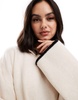 ASOS DESIGN boxy crew neck sweater with cream tipping detail