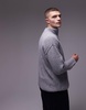Topman oversized quarter zip sweater in gray heather