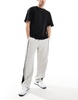 Bershka baggy leg tailored pants in gray