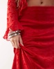 Reclaimed Vintage flocked mesh midi skirt in cherry red - part of a set
