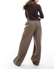 ASOS DESIGN tailored wide leg dad pants in brown plaid