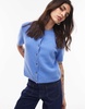 ARKET alpaca wool blend cardigan with short sleeves in blue